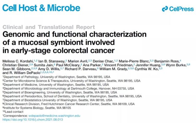 Cell Sub-Journal: This intestinal bacterium promotes carcinogenesis of colon polyps and can be used as a cancer predictor