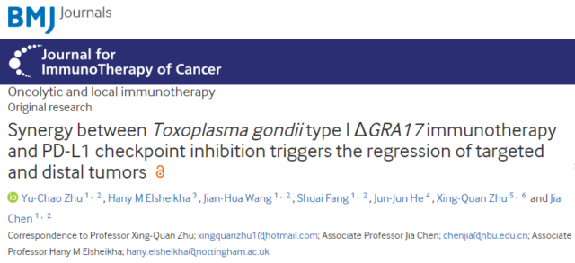 BMJ子刊：弓形虫已成为肿瘤治疗的新希望